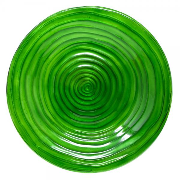 SE Glass Birdbath Green Swirl