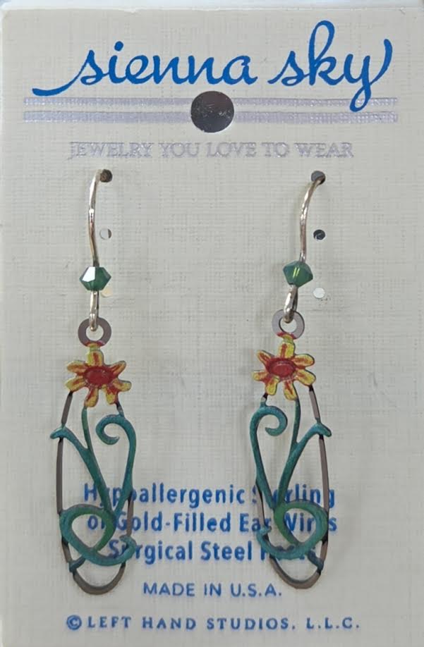 SS Orange Flower Earrings