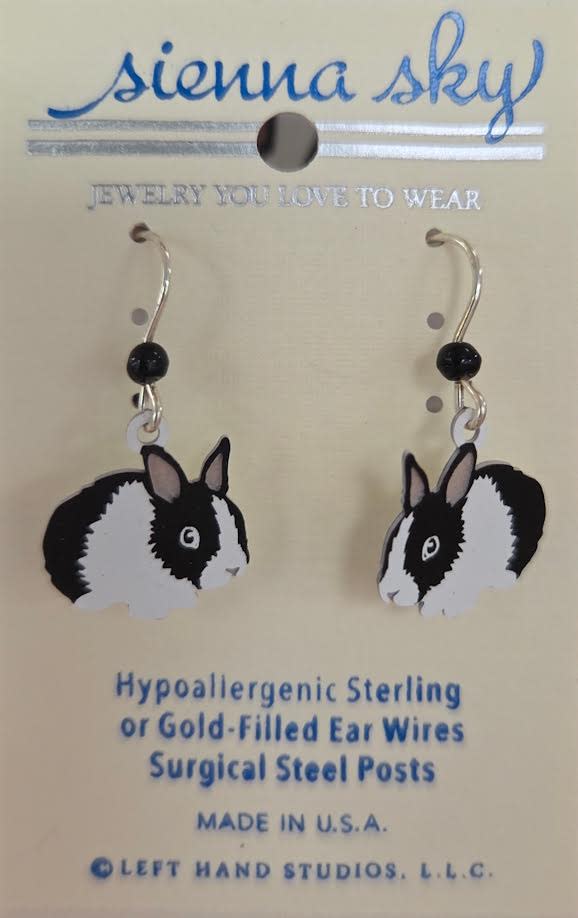 SS Black and White Bunny Earrings