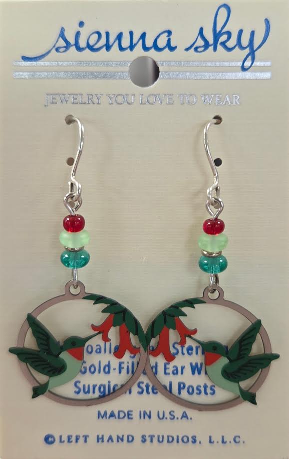 SS Hummingbird & Flower Earrings