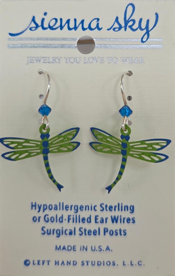 SS Green Dragonfly Earrings